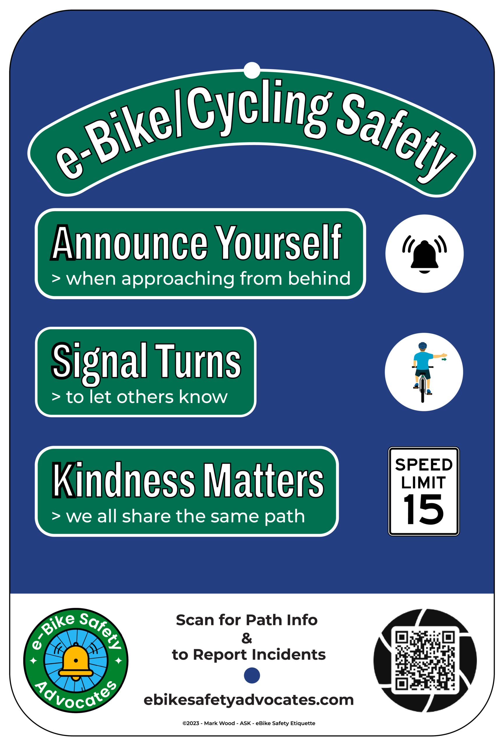 ebike-sign-trans e-Bike Cycling Safety Sign with Interactive QR code based